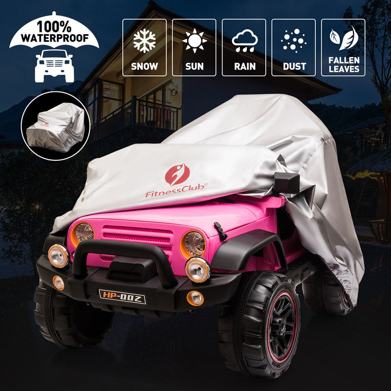 12V Electric Ride-On Car for Kids with Remote Control, MP3 Player, LED Lights, and Cover