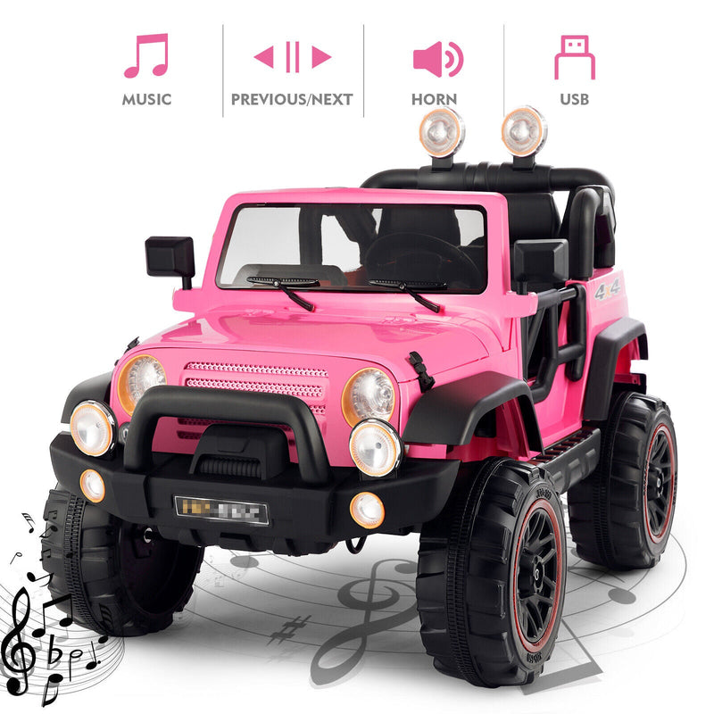 12V Electric Ride-On Car for Kids with Remote Control, MP3 Player, LED Lights, and Cover