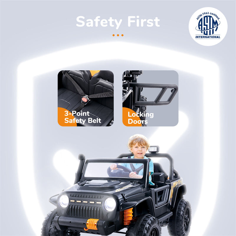 12V MP3 Ride On Truck with Remote Control and LED Lights - Perfect for Parent-Child Bonding!