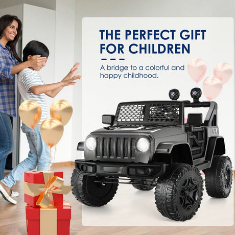 12V Kids Electric Ride-On Jeep Car with Remote Control, Bluetooth, LED Lights, and MP3 Player