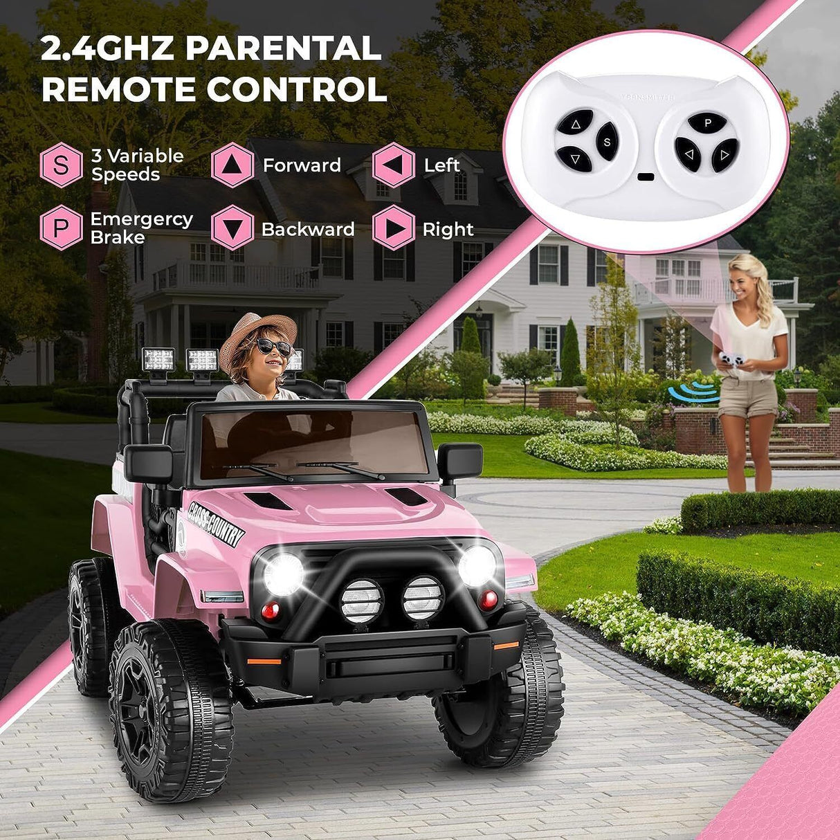 12V Electric Ride On Car Truck with Parent Remote Control, AUX & USB - 3 Speed Options
