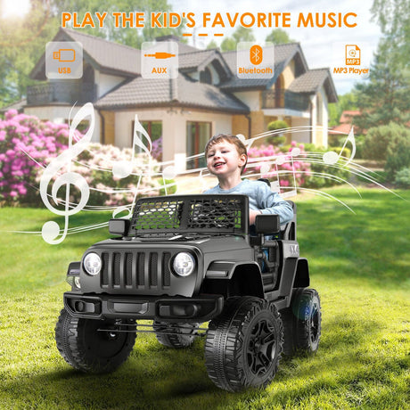 12V Electric Ride-On Car Trucks for Kids with Remote Control, MP3 & LED Lights