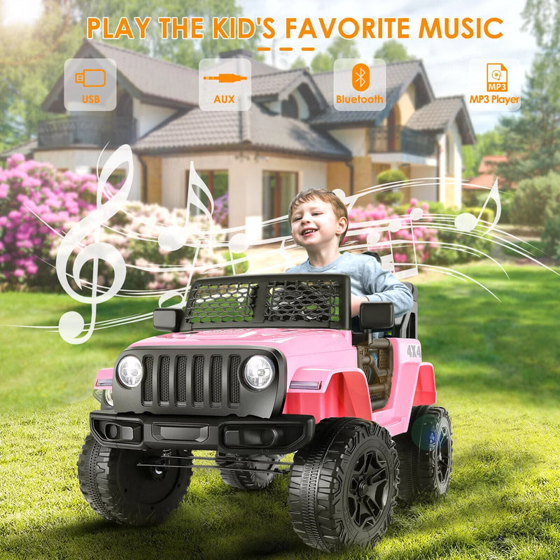 12V Kids Electric Jeep with Remote Control, 3 Speeds, and LED Lights - Perfect Gift for Young Adventurers