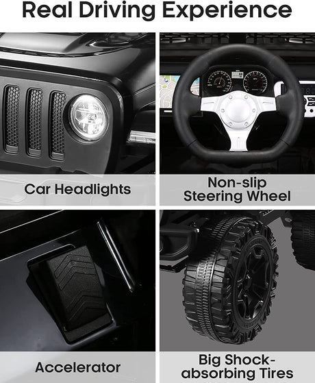 12V Electric Ride-On Car with MP3, Lights, and Remote Control - Black