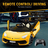 12V Electric Sports Car for Kids - Yellow Ride-On with Remote Control