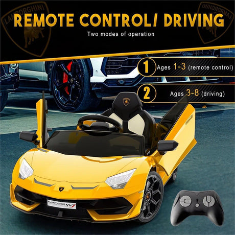 12V Electric Sports Car for Kids - Yellow Ride-On with Remote Control