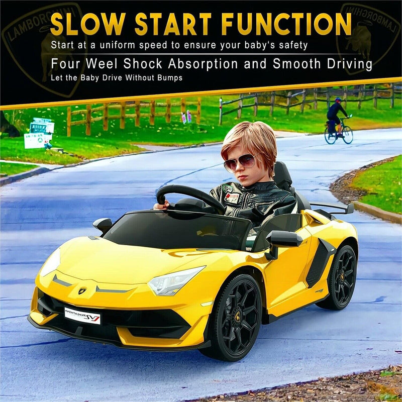 12V Electric Sports Car for Kids - Yellow Ride-On with Remote Control