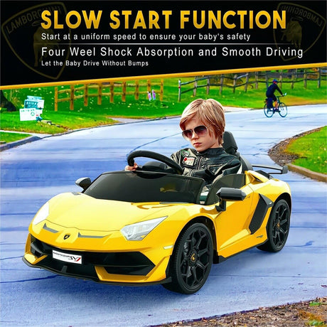 12V Electric Battery Powered Sports Car for Kids with Remote Control - Yellow