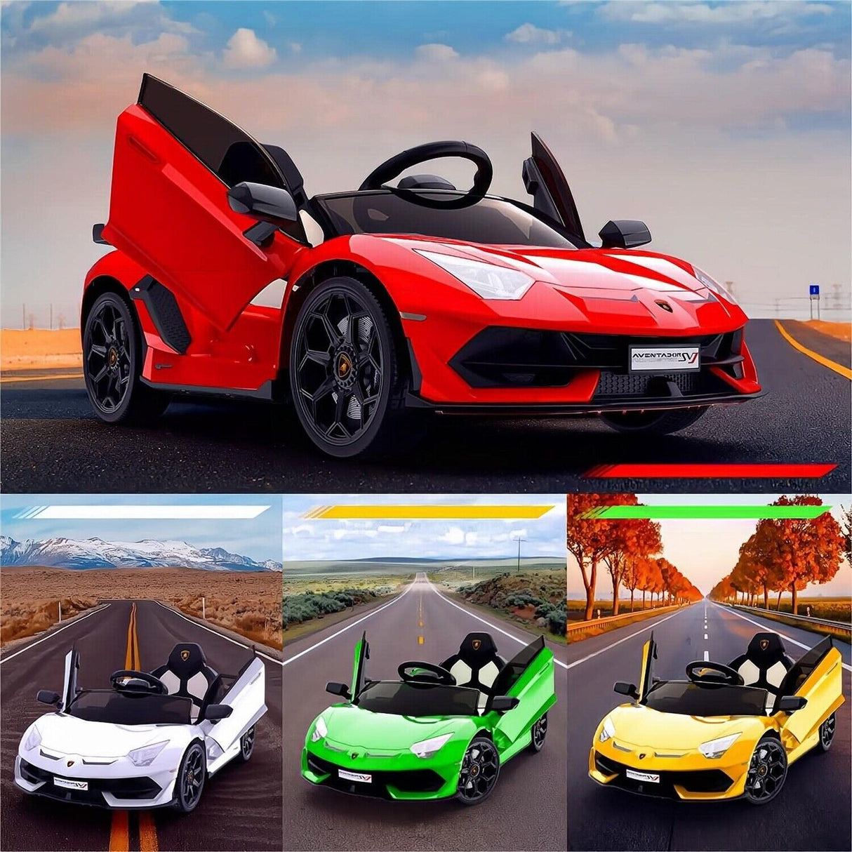 12V Electric Battery Powered Sports Car for Kids with Remote Control - Yellow