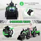 12V Electric Ride-On Excavator Bulldozer with Trailer for Kids - Remote Control Included