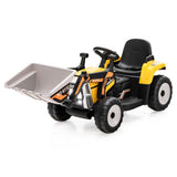 12V Electric Ride-On Excavator Digger Tractor with RC Control and Digging Bucket - Yellow