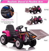 12V Electric Ride-On Excavator for Kids with Bluetooth and 3 Speeds