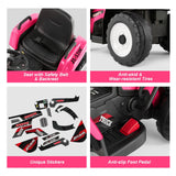 12V Electric Ride On Excavator Digger with Bluetooth Music and Remote Control - 3 Speeds and Light Effects Included
