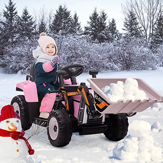12V Electric Ride-On Excavator Truck for Kids with 3 Speeds, Music, and Remote Control