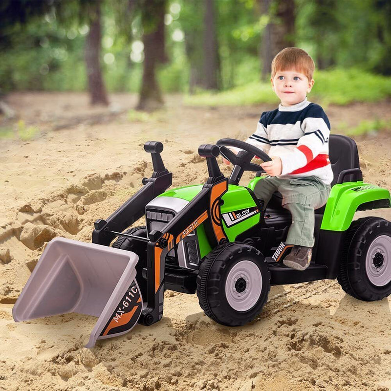 12V Electric Ride-On Excavator Truck for Kids with 3 Speeds, Music, and Remote Control