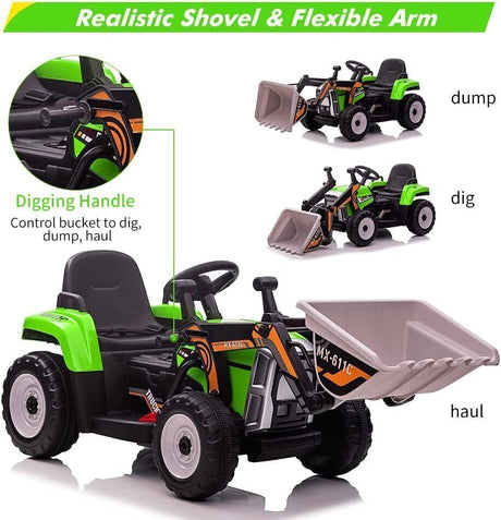 12V Electric Ride-On Excavator Truck for Kids with 3 Speeds - Perfect Xmas Gift!