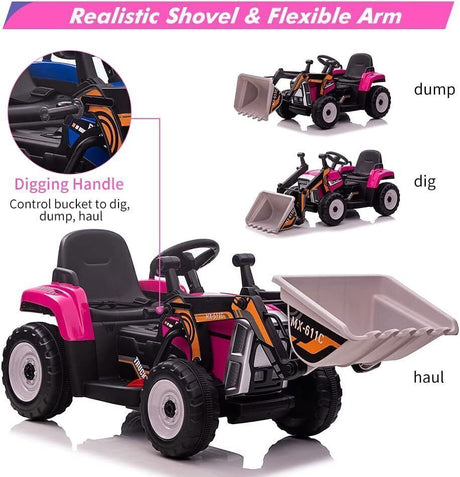 12V Electric Ride-On Excavator Truck for Kids with 3 Speeds - Perfect Xmas Gift!