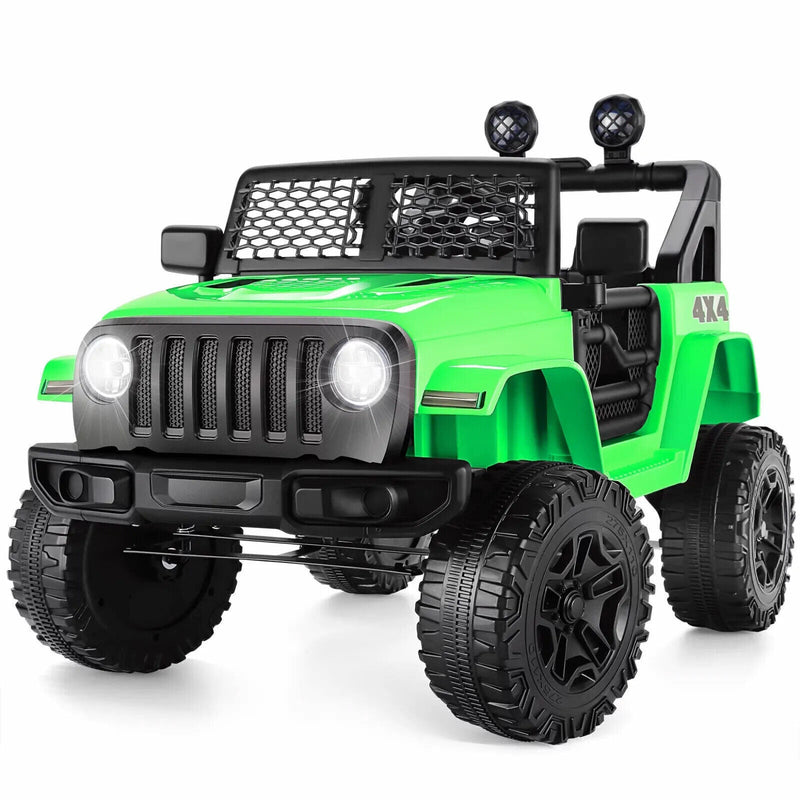 12V Kids Electric Jeep with Remote Control, 3 Speeds, LED Lights, and USB Port