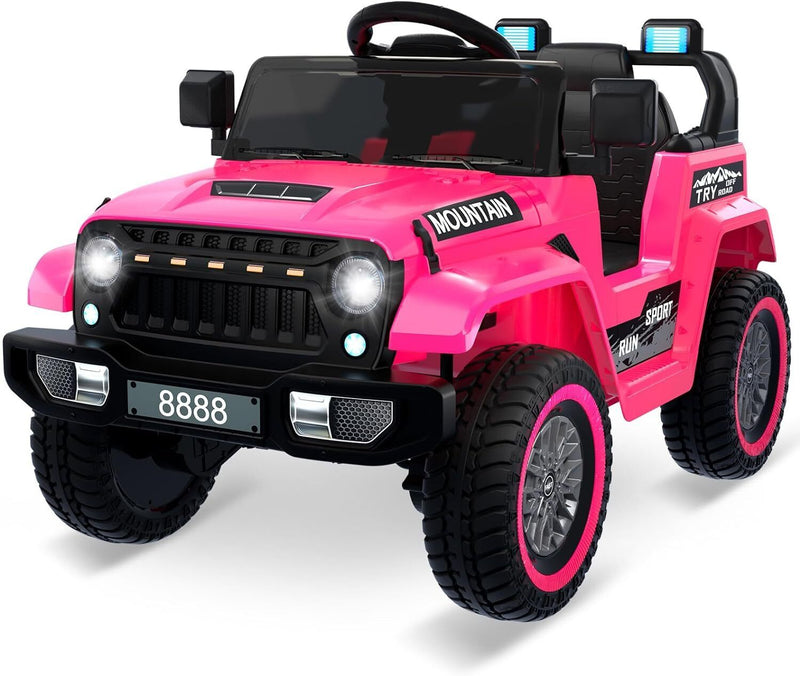12V Electric Ride On Jeep Toy Car for Kids with Remote Control, Music, and LED Lights - 3 Speed Options