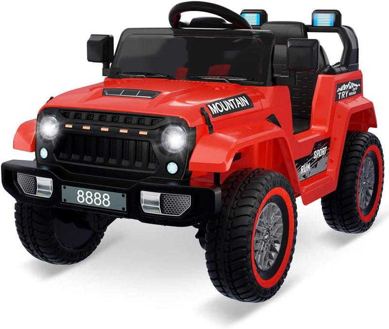 12V Electric Ride On Jeep Toy Car for Kids with Remote Control, Music, and LED Lights - 3 Speed Options