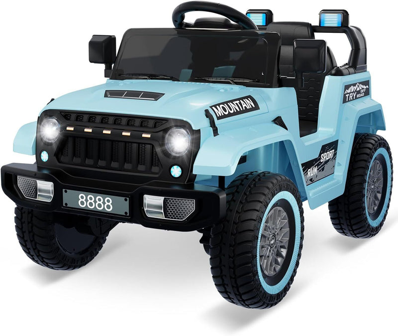 12V Electric Ride On Jeep Truck for Kids with Remote Control and Music - 3 Speed Options
