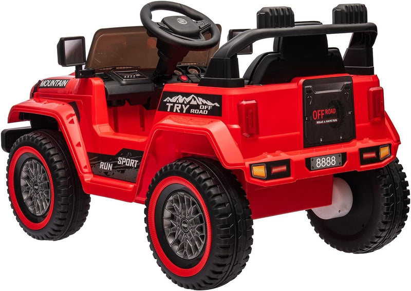 12V Electric Ride On Jeep Truck for Kids with Remote Control and Music - 3 Speed Options