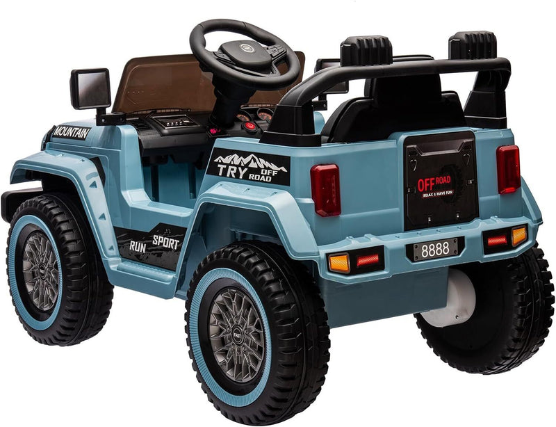 12V Electric Ride On Jeep Truck for Kids with Remote Control and Music - 3 Speed Options