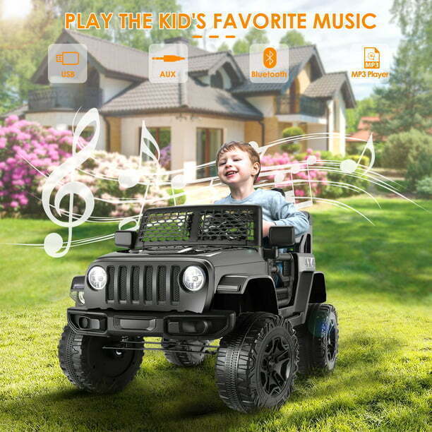 12V Electric Ride-On Jeep Toy Car for Kids with Remote Control, USB, LED Lights, and MP3 Player
