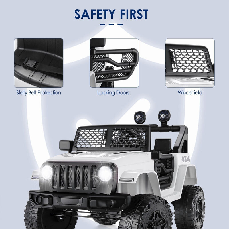 12V Electric Ride On Jeep Toy Car with USB, Bluetooth, and Remote Control for Kids
