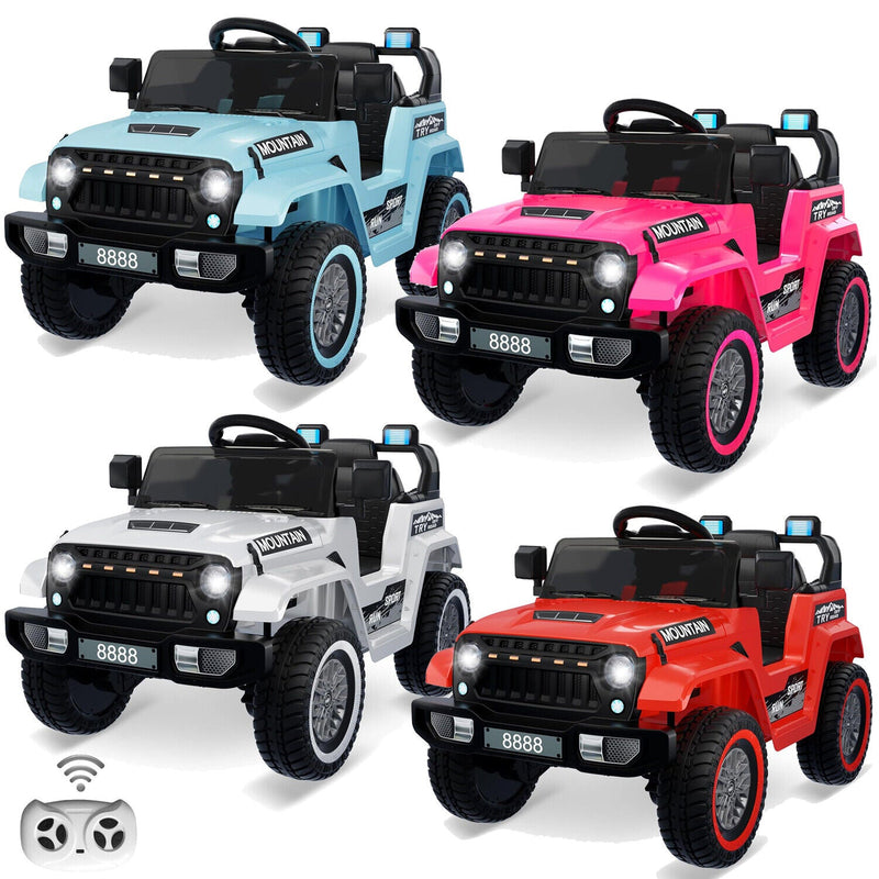 12V Electric Ride On Jeep Truck for Kids with Remote Control and Music - 3 Speed Options