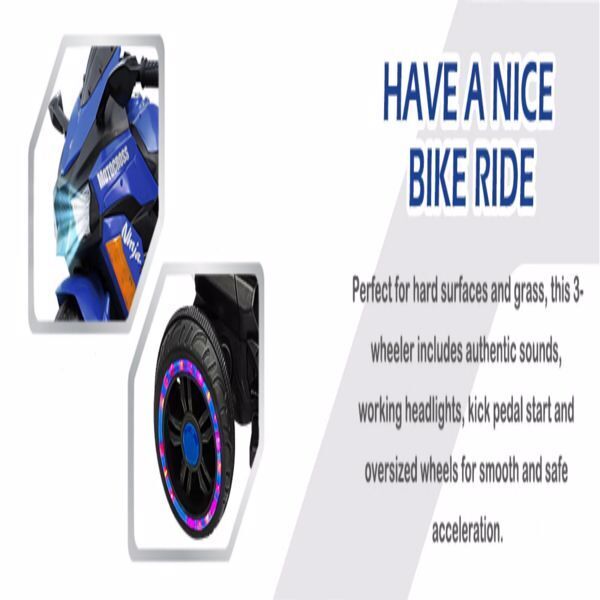 12V Electric Ride On Motorbike for Kids with Rechargeable Battery and 3 Wheels