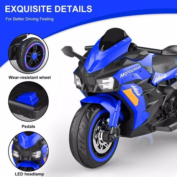 12V Electric Ride-On Motorcycle for Kids - Rechargeable 3 Wheel Motorbike