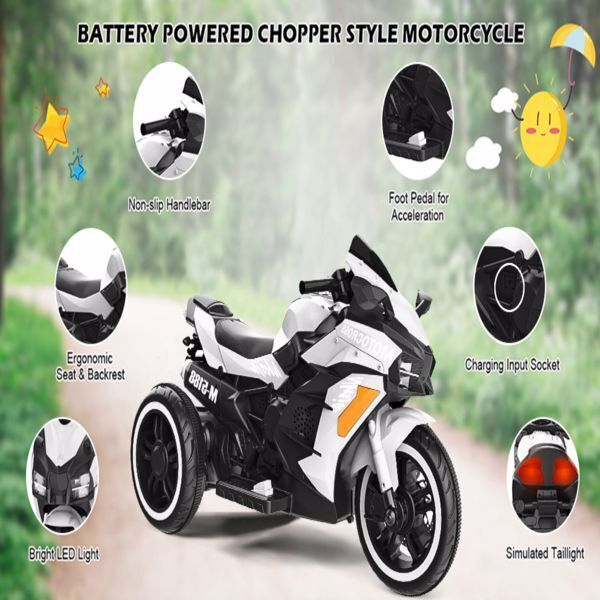 12V Electric Ride On Motorcycle for Kids with LED Lights