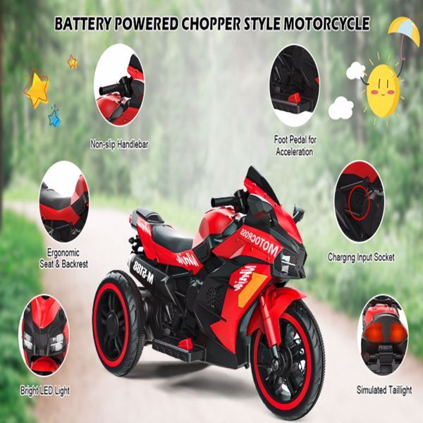 12V Electric Ride On Motorcycle for Kids with LED Lights