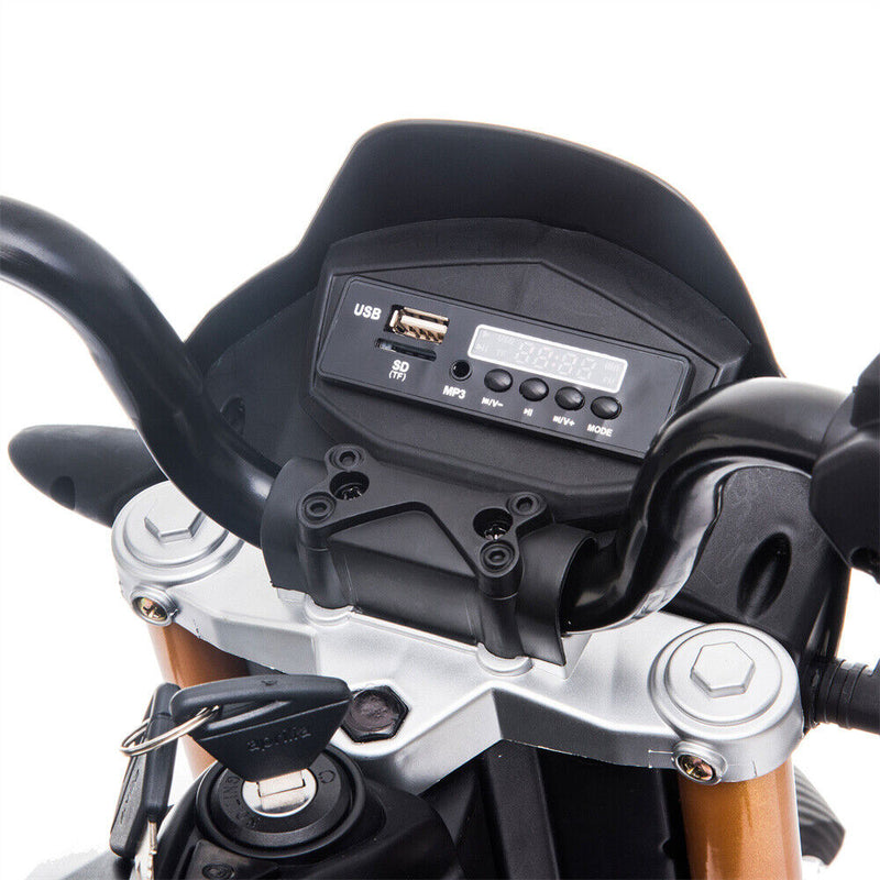 12V Electric Ride On Motorcycle for Kids with LED Music and Training Wheels