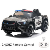 12V Electric Ride On Police Car for Kids with Remote Control - Black