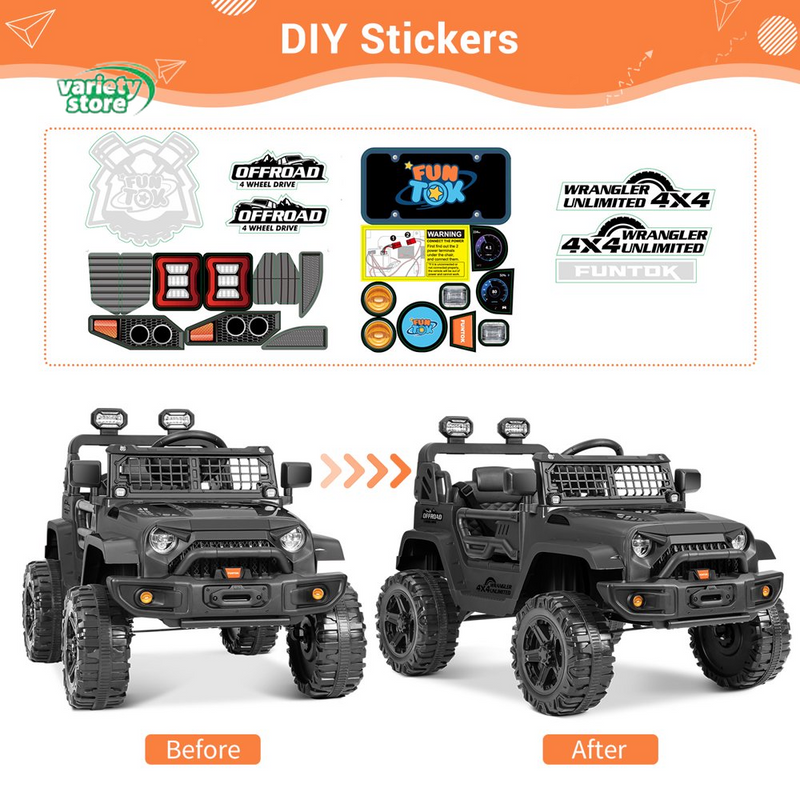 12V Electric Ride-On Toy Car for Kids with Remote Control and Spring Suspension - Customize Your Own Adventure!