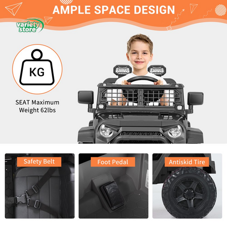 12V Electric Ride-On Toy Car for Kids with Remote Control and Spring Suspension - Customize Your Own Adventure!