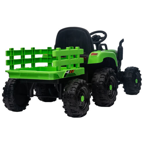 12V Electric Ride On Toy Tractor with Trailer for Kids - Remote Controlled