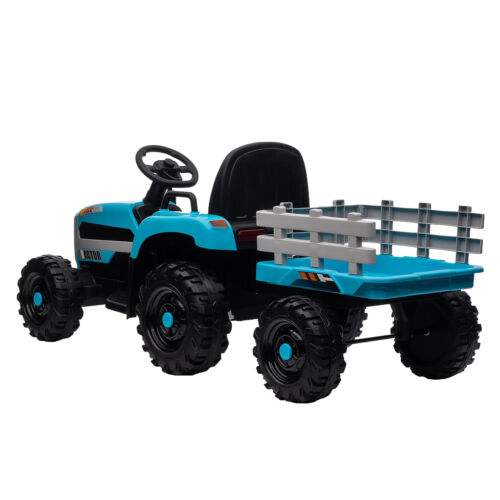 12V Electric Ride On Toy Tractor with Trailer for Kids - Remote Controlled