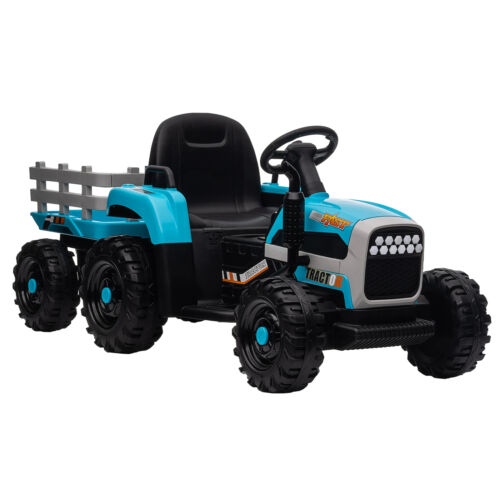 12V Electric Ride On Toy Tractor with Trailer for Kids - Remote Controlled