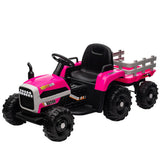 12V Electric Ride On Toy Tractor with Trailer for Kids - Remote Controlled