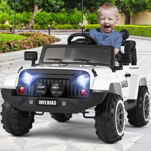 12V Electric Ride-On Toy Truck for Kids with Remote Control, Music, LED Lights, and Storage