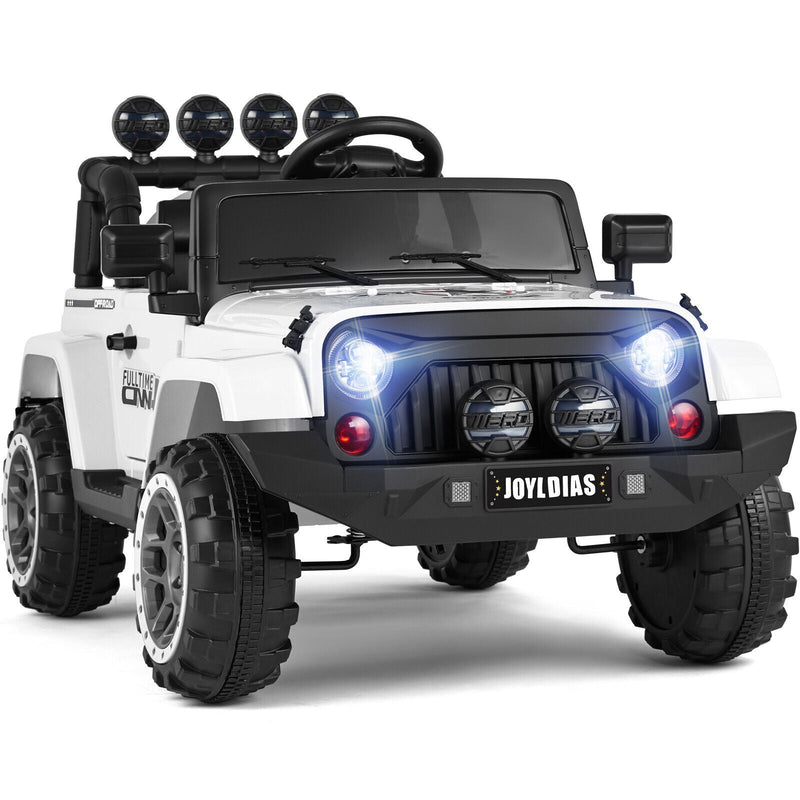 12V Electric Ride-On Toy Truck for Kids with Remote Control, Music, LED Lights, and Storage