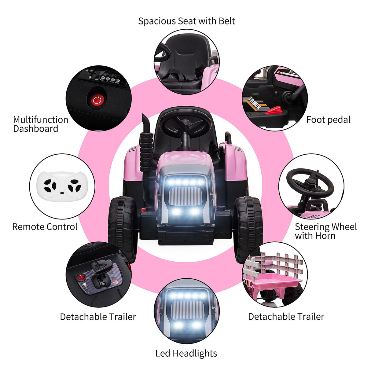 12V Electric Ride-On Tractor for Kids with Remote Control