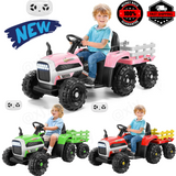 12V Electric Ride-On Tractor with Trailer for Kids by Hikole