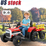 12V Electric Ride-On Tractor for Kids with Remote Control and Trailer Attachment