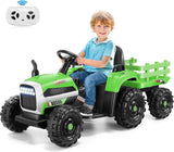 12V Electric Ride-On Tractor for Kids with Trailer Attachment