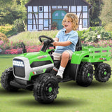 12V Electric Ride-On Tractor with Trailer and Remote Control for Kids - 3 Speed Options