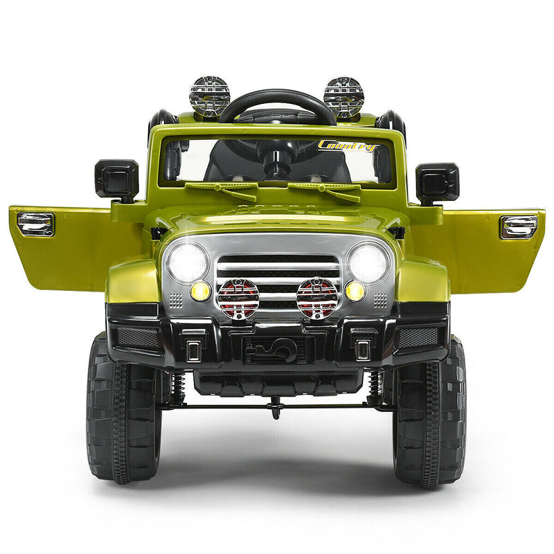 12V Electric Ride-On Truck for Kids in Green, Black, or Camouflage